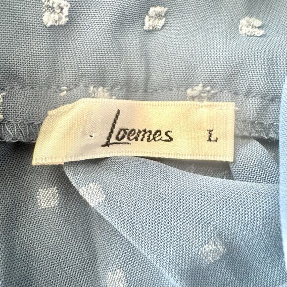 Loemes Floral Fit & Flare Dress Womens Size Large Blue Ruffle Strap Textured - Picture 13 of 15